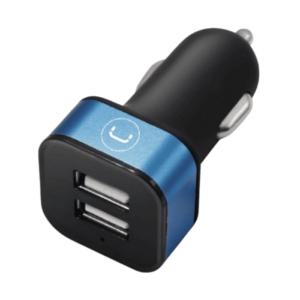 Cargador para carro dual Unno Tekno PW5021BK USB-A 3.4A negro y celeste
