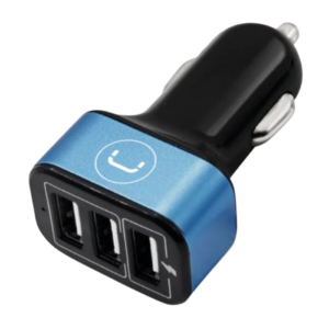 Cargador para carro triple Unno Tekno PW5022BK USB-A 6.0A negro y celeste