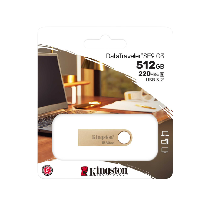 Memoria de metal Kingston DTSE9G3/512GB USB 3.2 Gen 1 Kingston dorado - Imagen 3