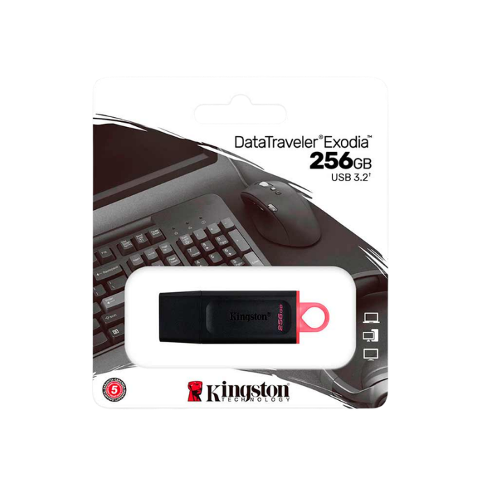 Memoria USB 3.2 Gen 1 Kingston DataTraveler Exodia 256GB negro y rojo - Imagen 4